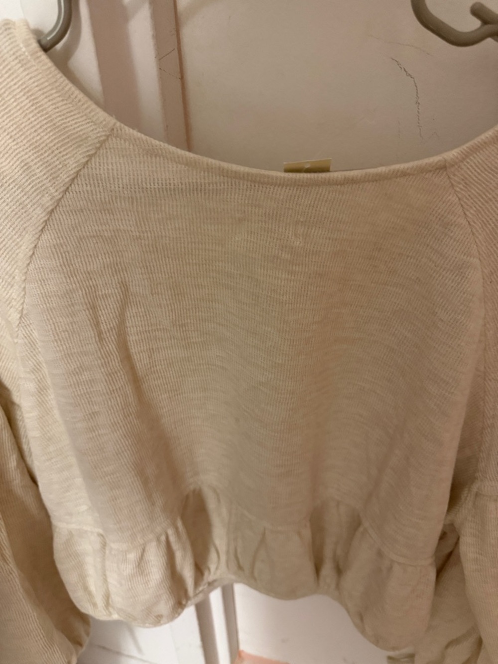 Aerie Women's Cream Waffle Ribbed Pullover Top - Picture 7 of 7